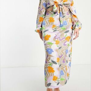 ASOS DESIGN-NWOT Curve maxi beach skirt in floral swirl print Size 24